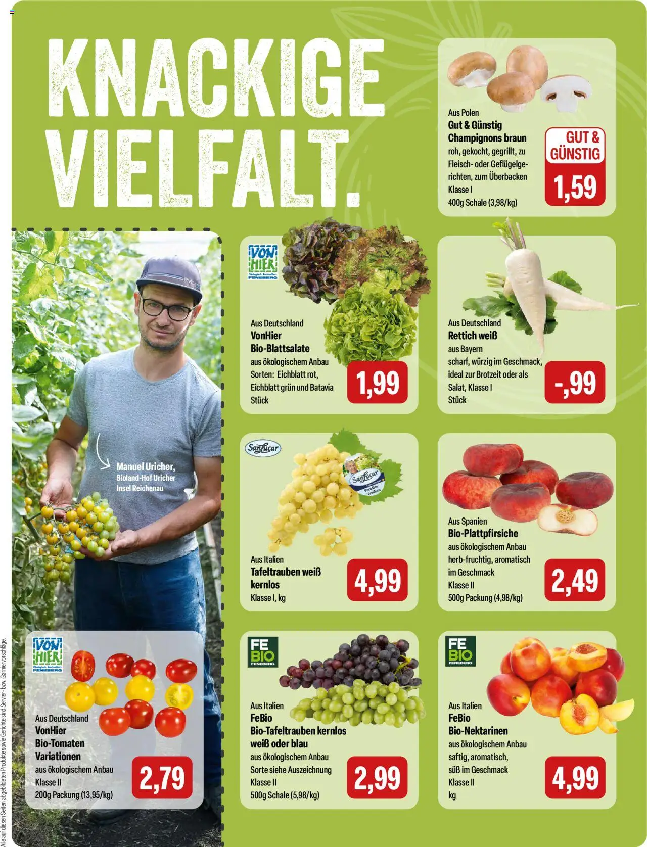 Feneberg Angebote - gültig ab dem 07.08.2025 | Seite: 5 | Produkte: Trauben, Champignons, Fleisch