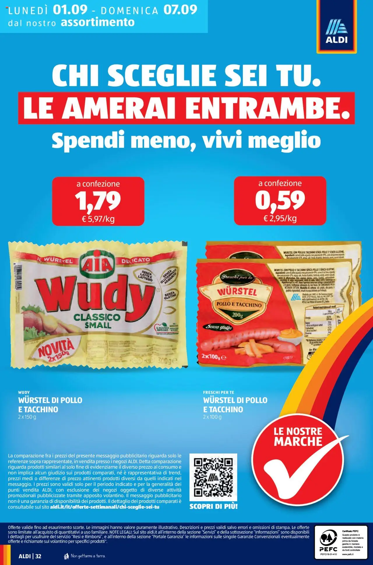 Volantino Aldi del 01.09.2025 | Pagina: 32 | Prodotti: Pollo, Tè, Tacchino, Wurstel