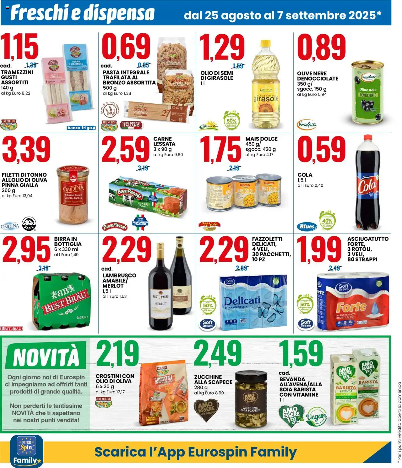 Volantino Eurospin del 25.08.2025 | Pagina: 6 | Prodotti: Birra, Pasta, Crostini, Bottiglia