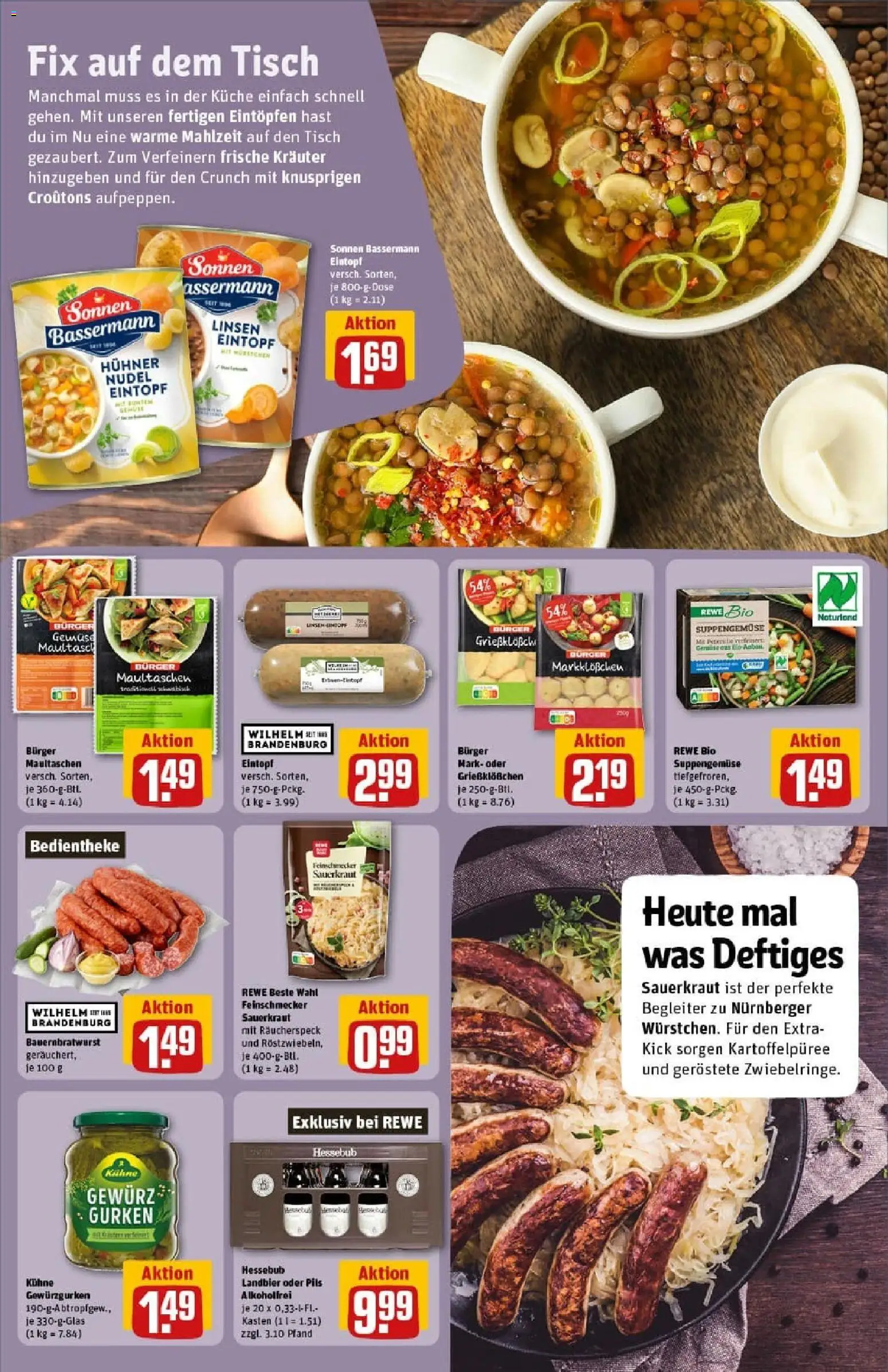 Rewe prospekt Michelstadt	 – gültig ab 26.10.2025 | Seite: 16 | Produkte: Tisch, Pils, Burger, Gemüse