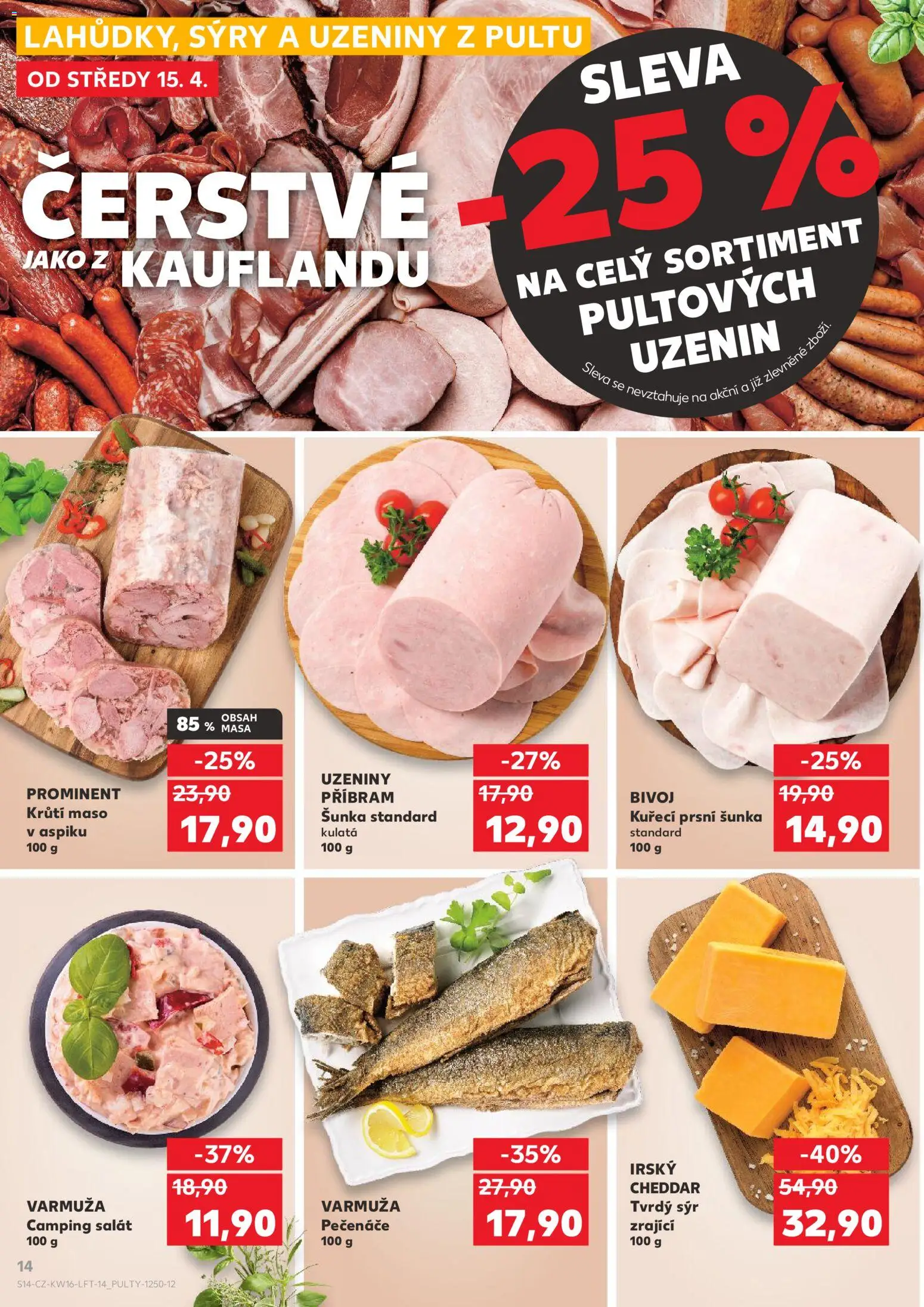 Kaufland leták - Plzeň Bory od 15.04.2026 | Strana: 14 | Produkty: Sýr, Salát, Tvrdý sýr, Krůtí maso