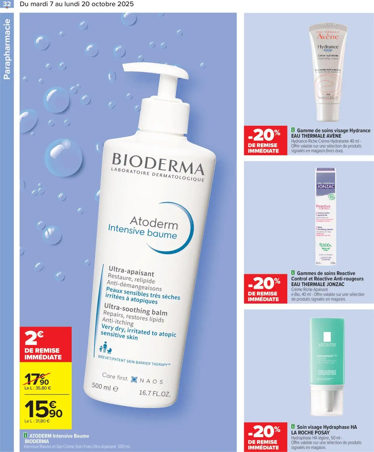{H1} | Page: 34 | Produits: Eau thermale, Crème hydratante, Crème
