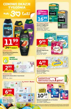 Pogląd oferty "Auchan gazetka - 30 Lat Hipermarket" - ważna od 19.03.2026 | Strona: 38 | Produkty: Karta, Prysznic, Maszynki do golenia, Wkładki higieniczne