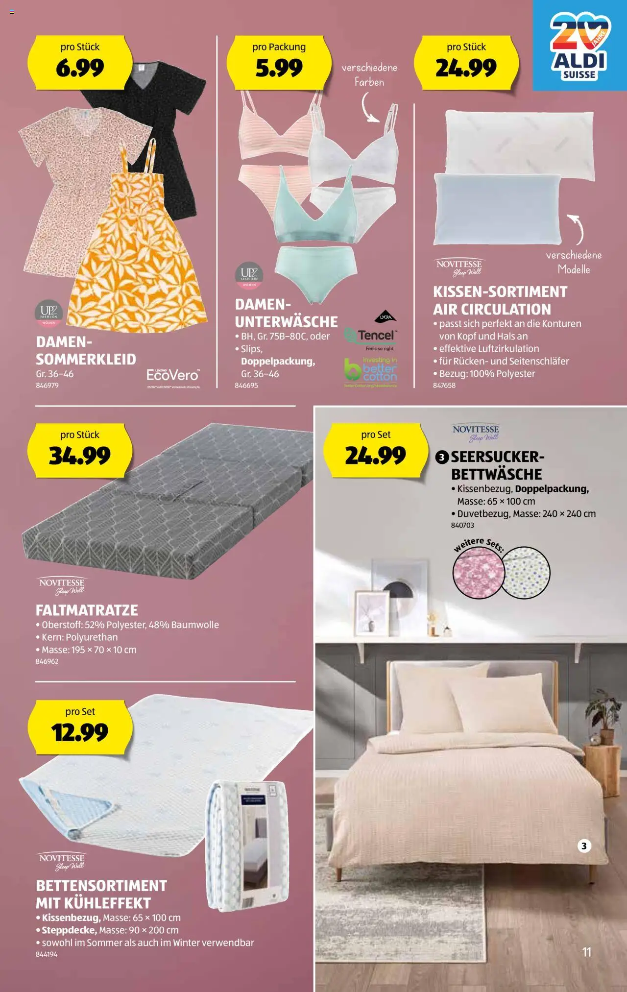 Aldi Aktionen ab 24.07.2025 | Seite: 12 | Produkte: Unterwäsche, Bettwäsche