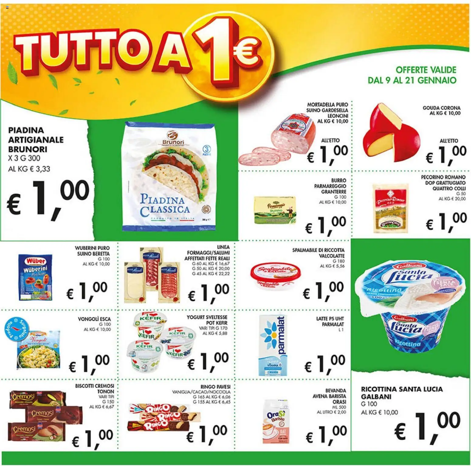 Volantino Coal del 09.01.2026 | Pagina: 2 | Prodotti: Biscotti, Latte, Piadina, Pecorino Romano