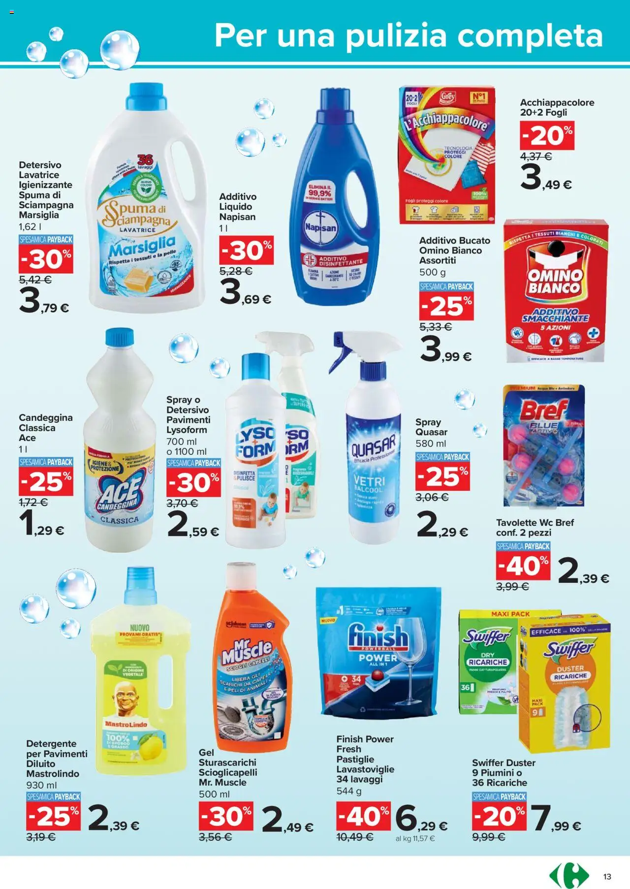 Volantino Carrefour del 18.09.2025 | Pagina: 13 | Prodotti: Detergente, Candeggina, Lavatrice, Lavastoviglie