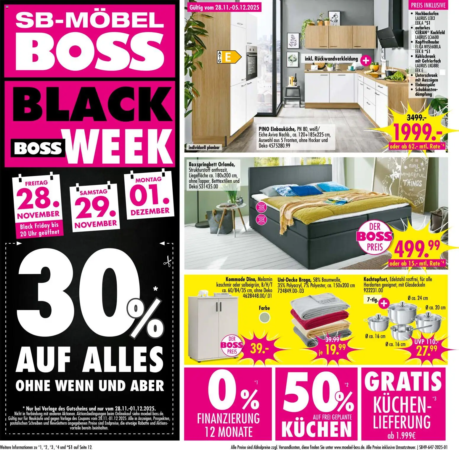 SB Möbel Boss - Black Friday – gültig ab 28.11.2025 | Seite: 1 | Produkte: Hocker, Boxspringbett, Kühlschrank, Kochfeld