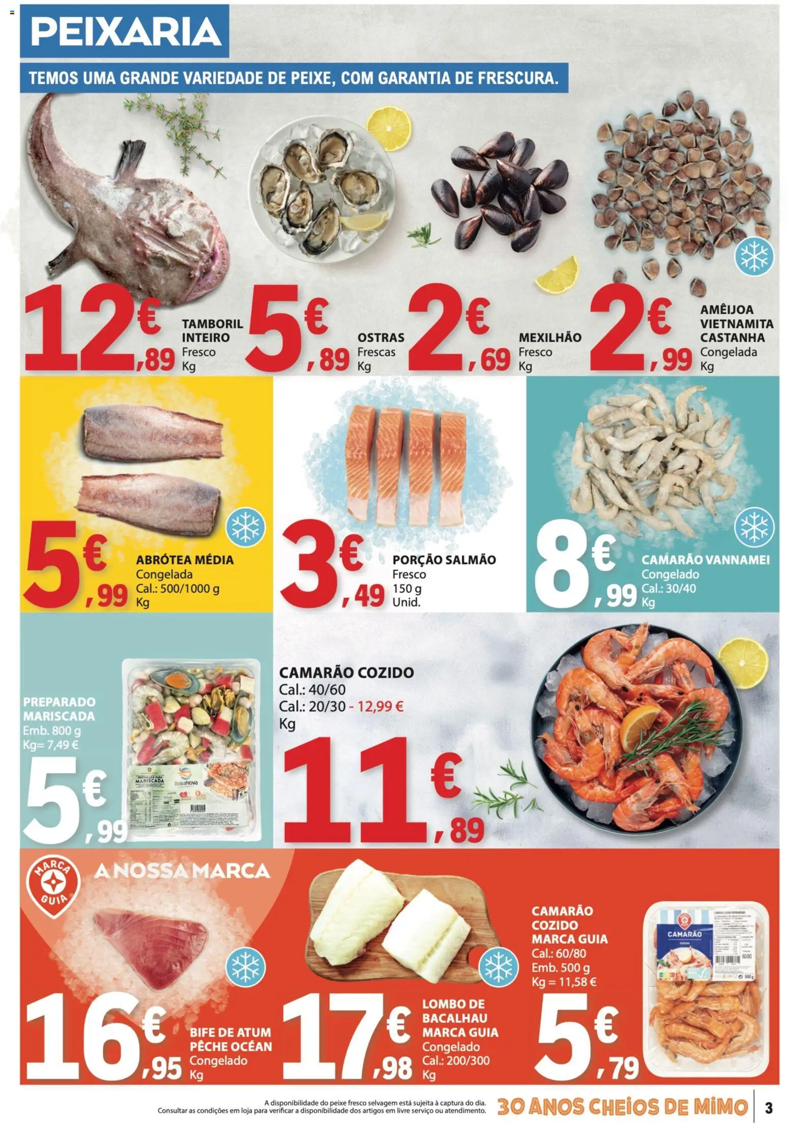 E.Leclerc folheto │ válido de 19.03.2026 | Página: 3 | Produtos: Ostras, Salmão, Lombo, Tamboril