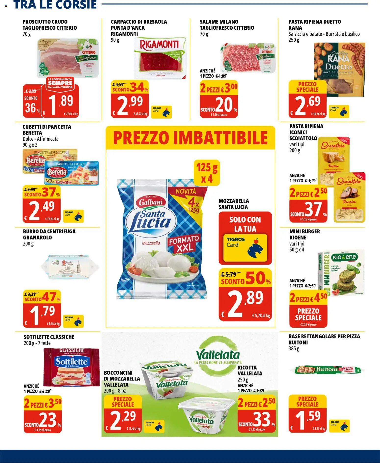 Volantino Tigros del 07.04.2026 | Pagina: 12 | Prodotti: Pancetta, Prosciutto, Salsiccia, Basilico