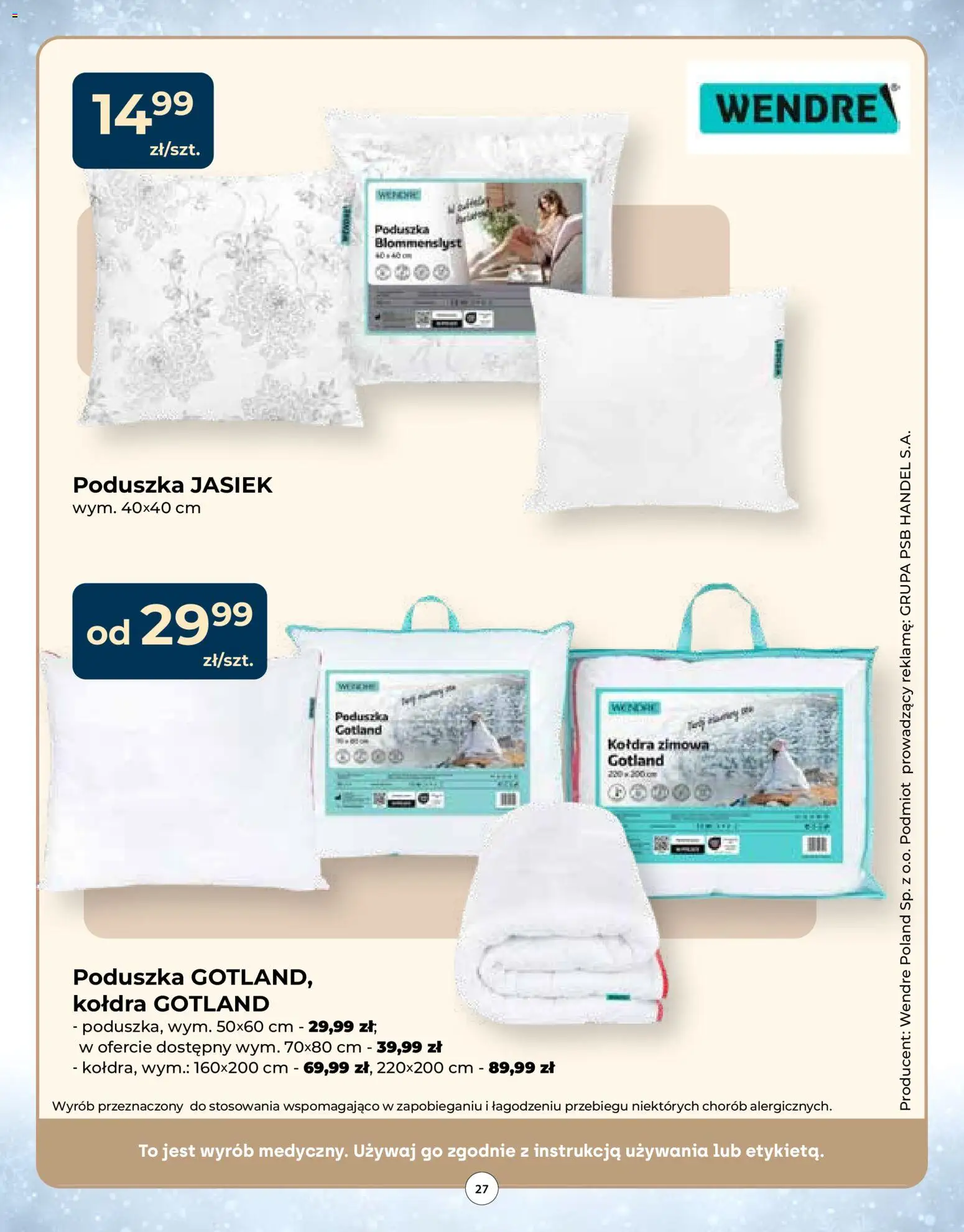 Mrówka Gazetka od 04.12.2025 | Strona: 27 | Produkty: Poduszka, Kołdra