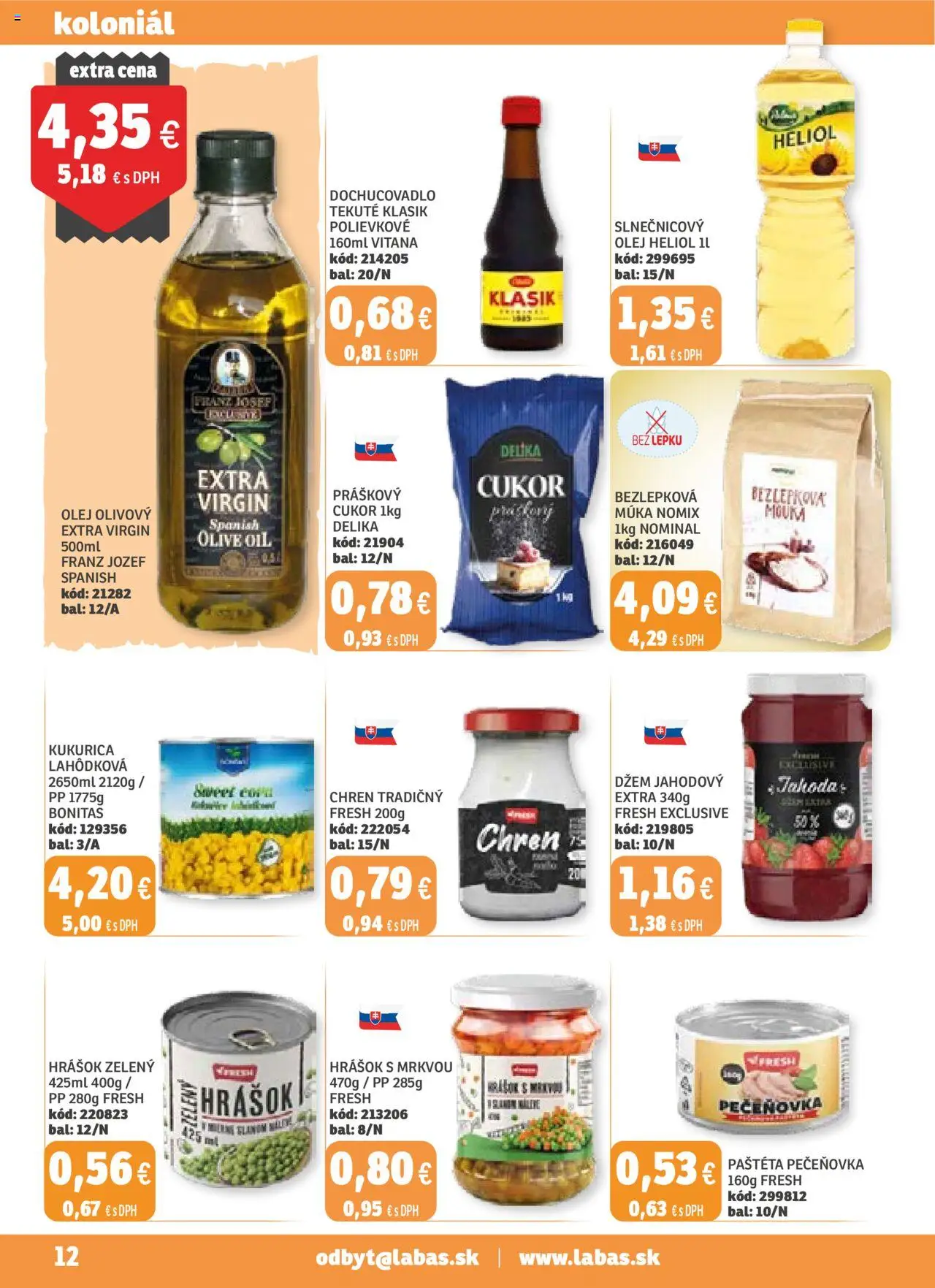 Nové Labaš akcie – leták je platný od 19.09.2025 | Strana: 12 | Produkty: Olej, Práškový cukor, Múka, Kukurica