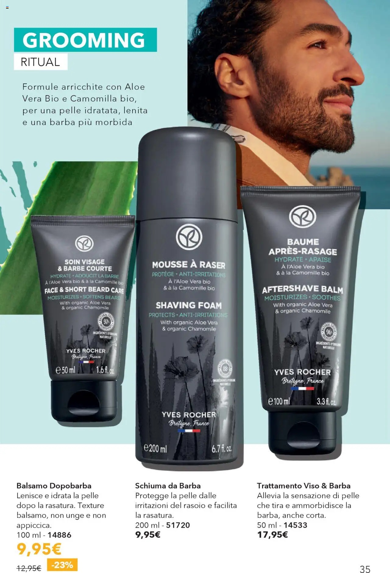 Volantino Yves Rocher del 31.07.2025 | Pagina: 35 | Prodotti: Balsamo, Dopobarba, Rasoio, Aloe vera