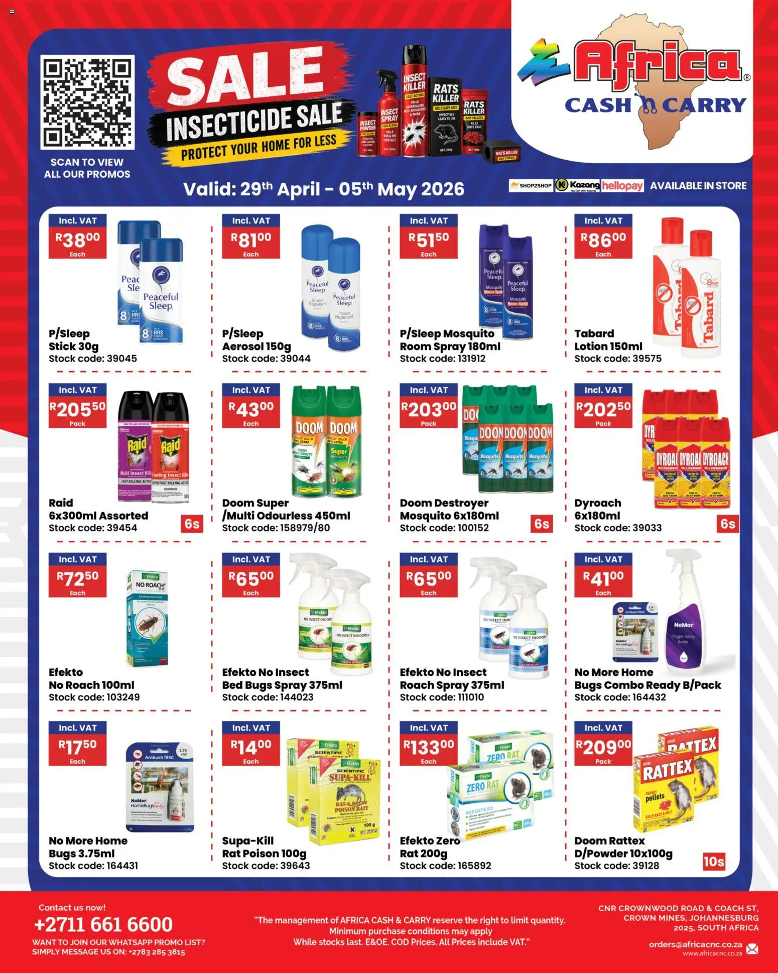 New Africa Cash & Carry catalogue – valid from 29.04.2026 | Page: 1 | Products: Room spray, Mouse, Bed, Lotion