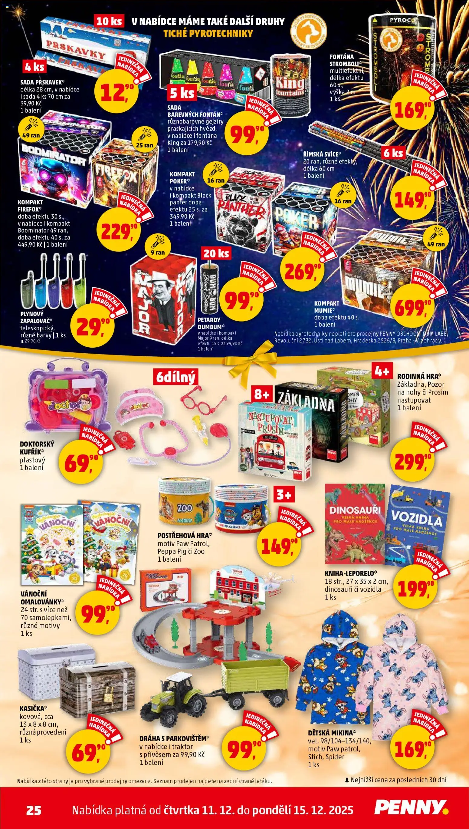 Penny Market leták - Čtvrtečník od 11.12.2025 | Strana: 25 | Produkty: Kniha, Prskavky, Dinosauři, Barvy