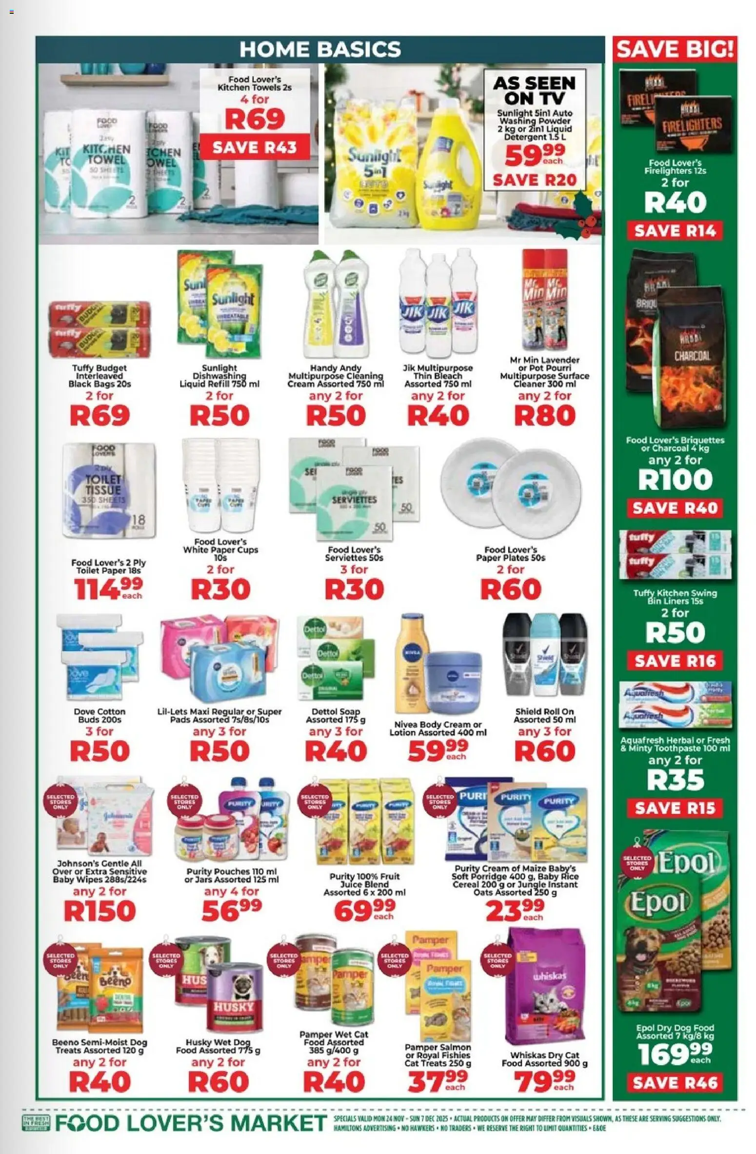 New Food Lover's Market catalogue – valid from 14.11.2025 | Page: 15 | Products: Black bags, Towel, Powder, Soap