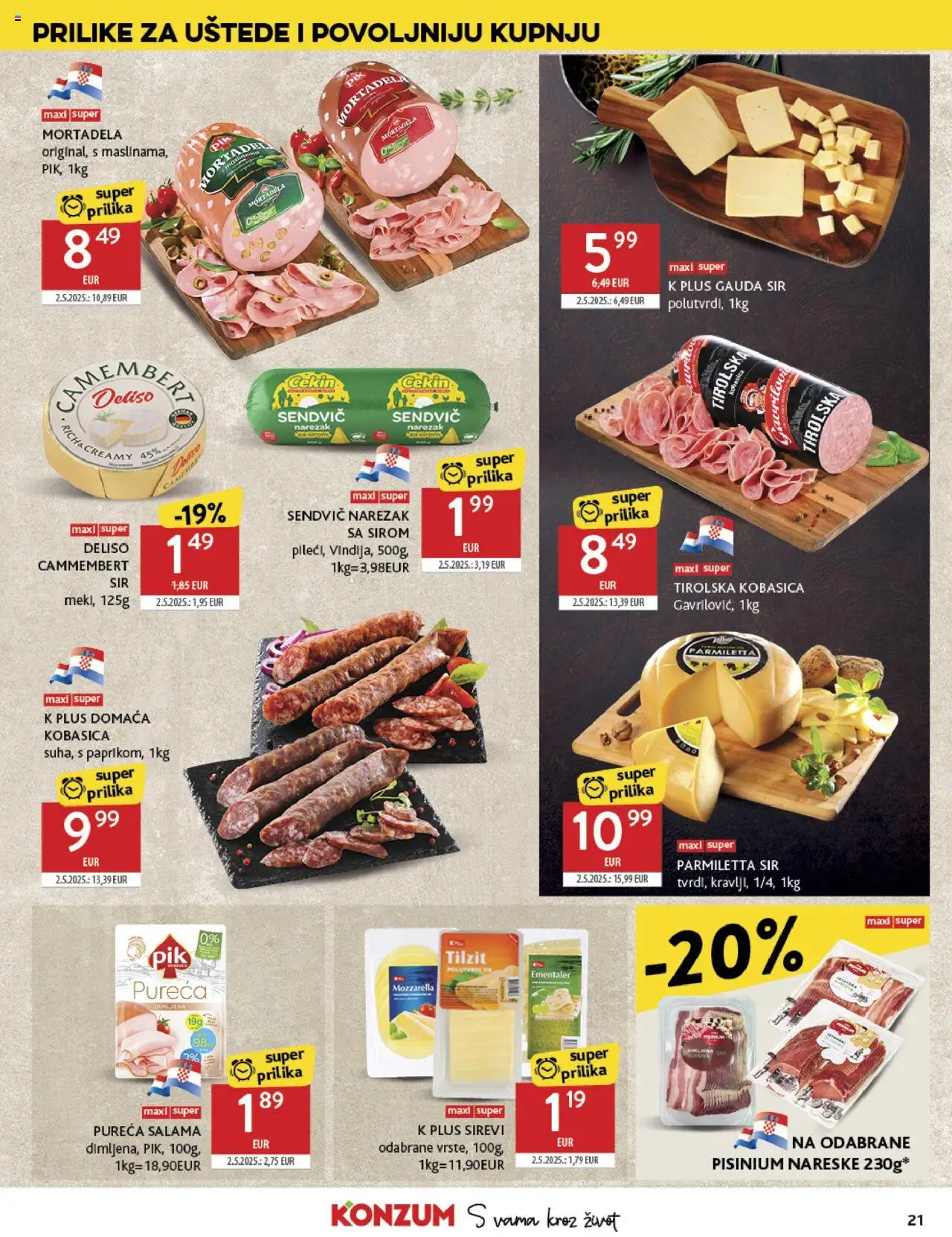 Konzum HR akciós ujság - amely érvényes a következő dátumtól: 06.08.2025 | Oldal: 21 | Termékek: Mozzarella