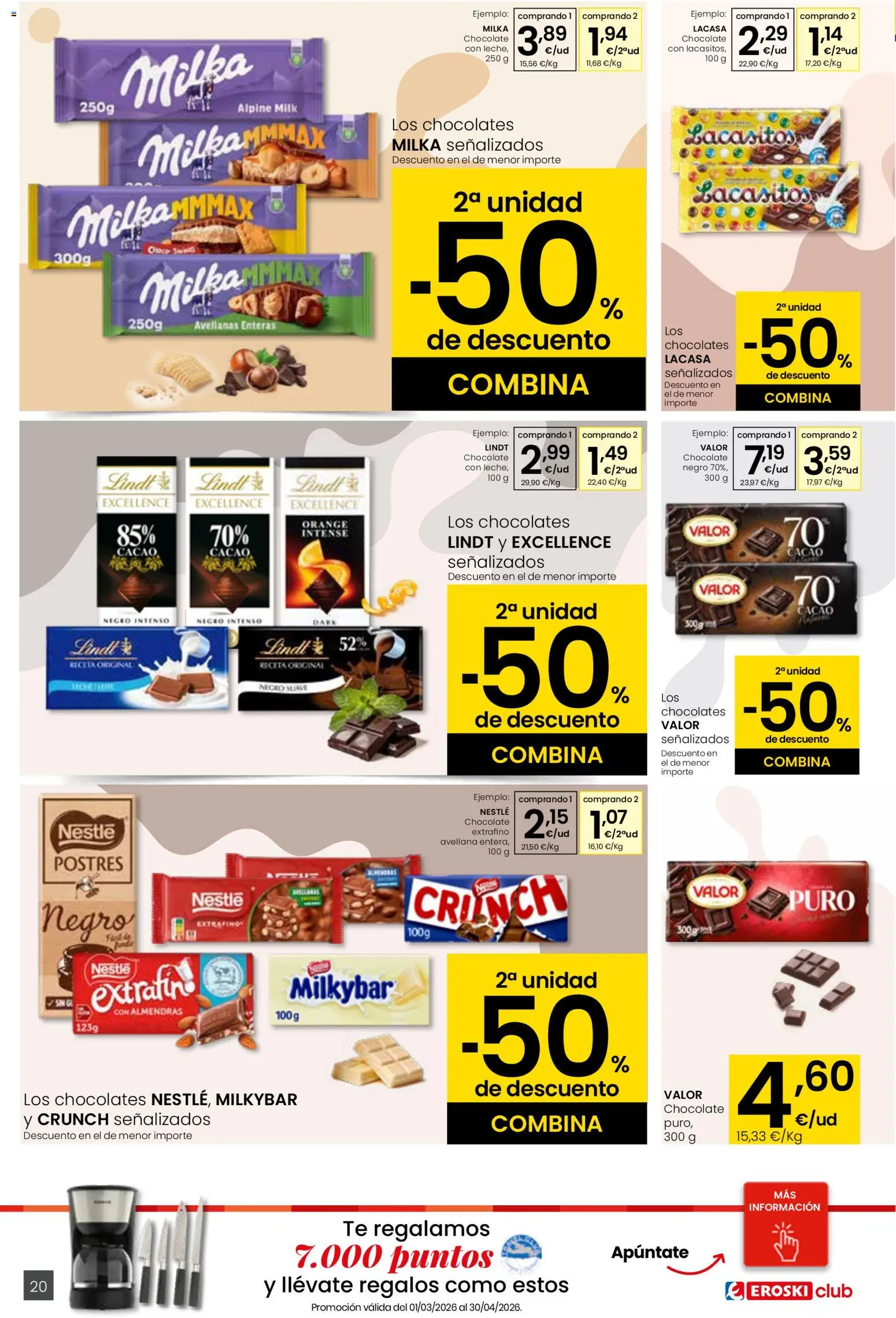 Eroski - Viste tu cesta de primavera Center │ válido desde el 12.03.2026 | Página: 20 | Productos: Chocolate, Κεραία, Té, Φρυγανιές σικάλεως