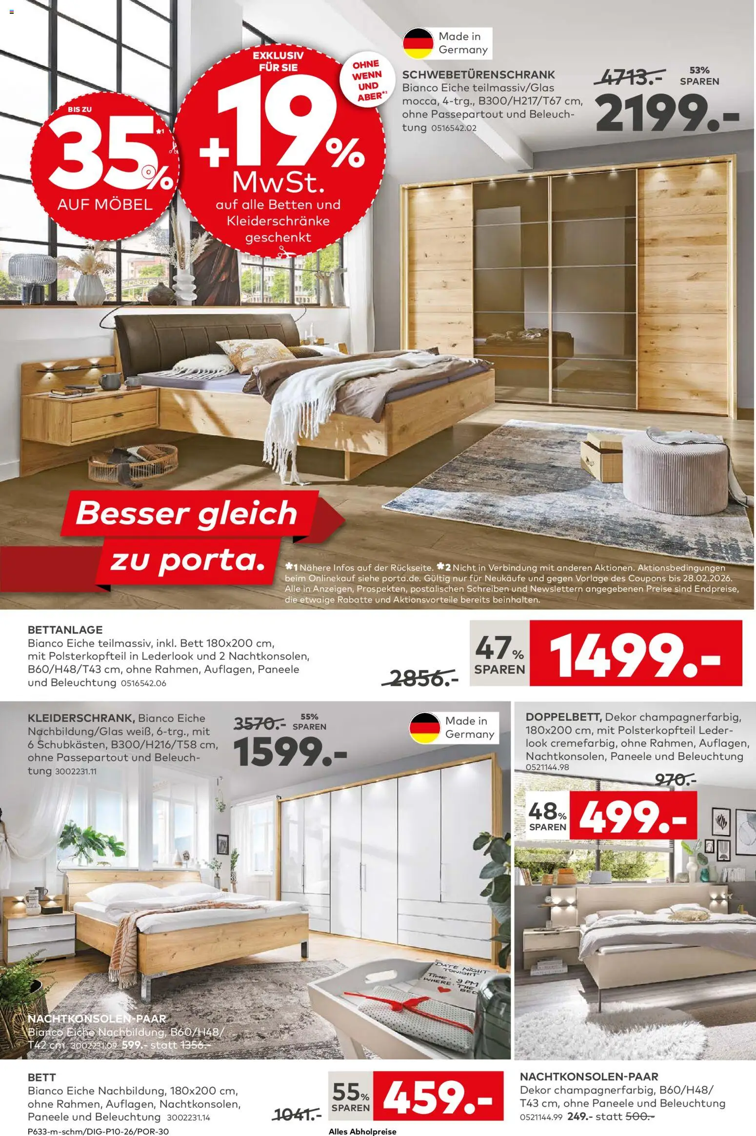 Porta! Prospekt Leipzig	 – gültig ab 23.02.2026 | Seite: 4 | Produkte: Bett, Schwebetürenschrank