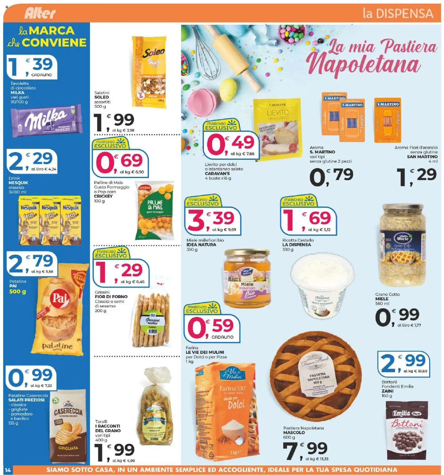 Volantino Alter Discount del 25.03.2026 | Pagina: 14 | Prodotti: Pizza, Latte, Taralli, Cacao