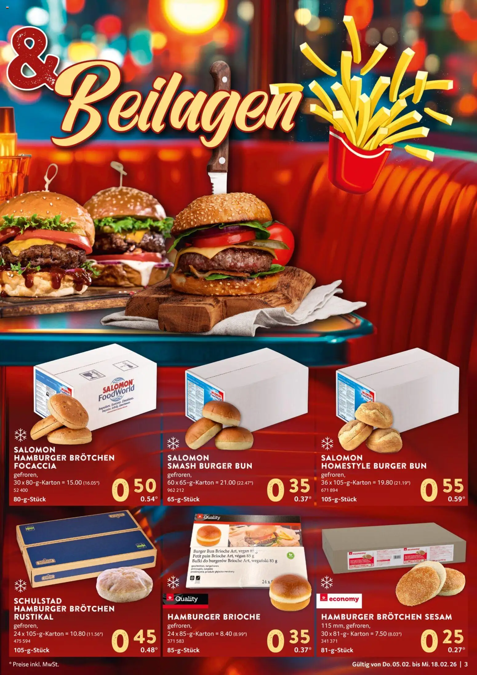 Selgros Gastronomie – gültig ab 05.02.2026 | Seite: 3 | Produkte: Burger, Burger bun