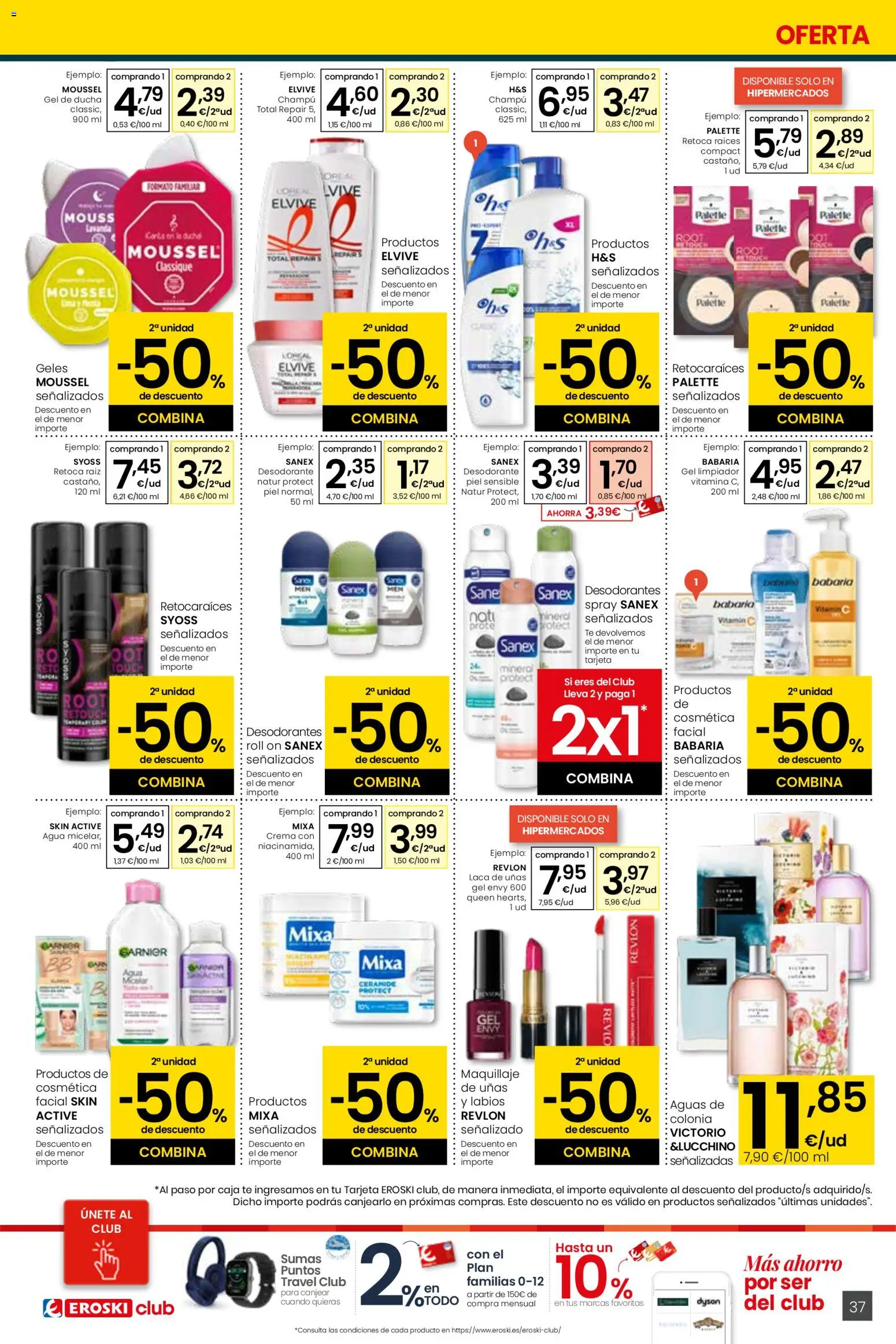 Eroski - Siempre a buen precio  │ válido desde el 12.02.2026 | Página: 37 | Productos: Maquillaje, Champú, Desodorante, Ducha