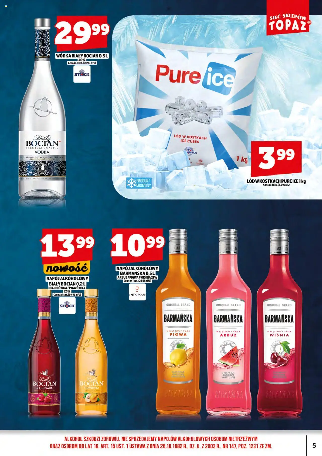 Topaz Gazetka alkoholowa od 15.09.2025 | Strona: 7 | Produkty: Pigwa, Lód w kostkach, Alkohol, Wódka