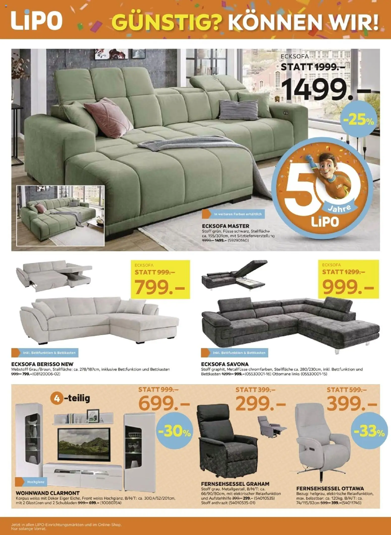 Lipo Aktionen – gültig ab 17.02.2026 | Seite: 2 | Produkte: Fernsehsessel, Ecksofa, Wohnwand