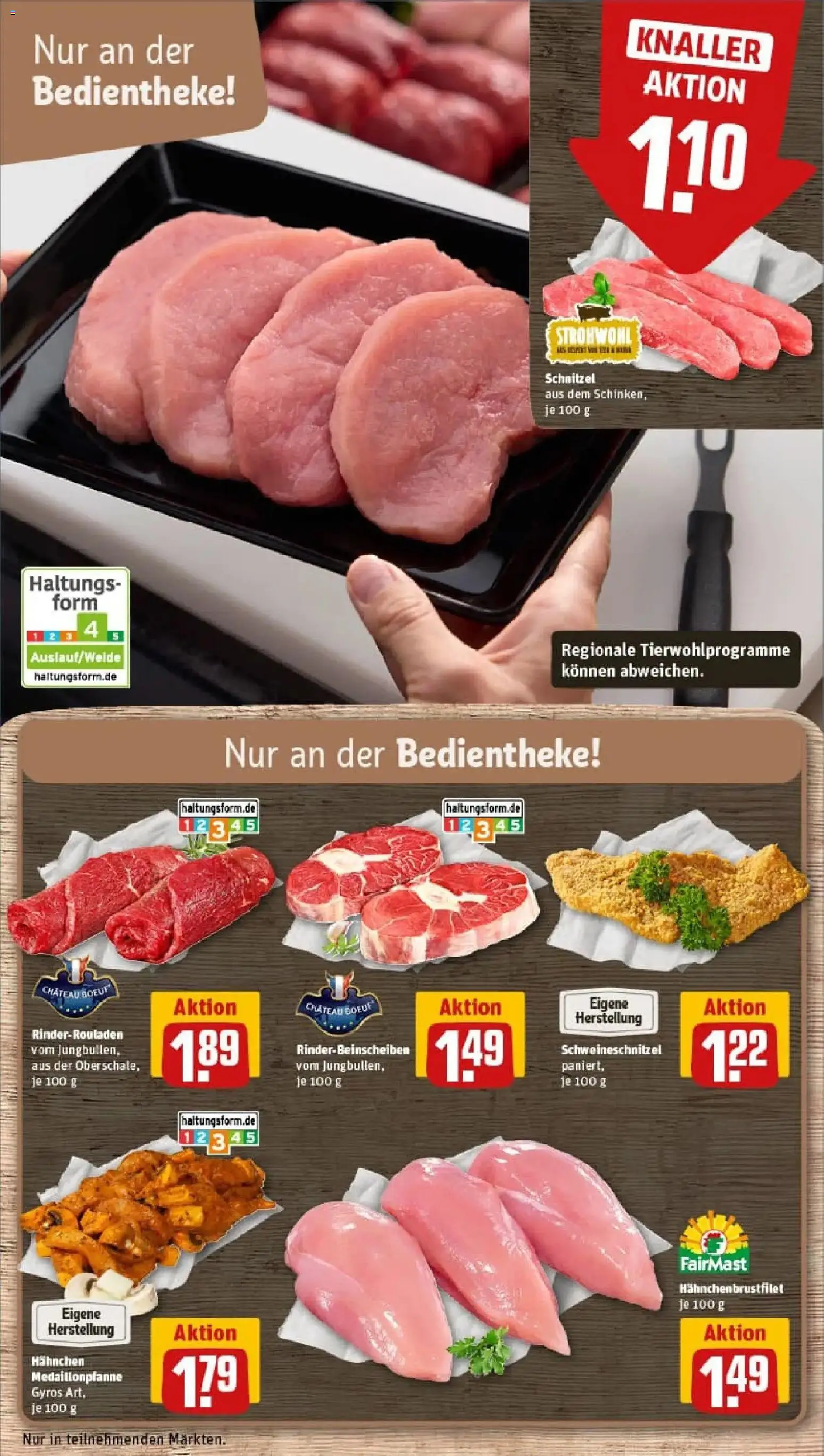 Rewe prospekt Duisburg / Wanheimerort	 – gültig ab 11.01.2026 | Seite: 10 | Produkte: Rinderrouladen, Hahnchen, Schnitzel, Schinken