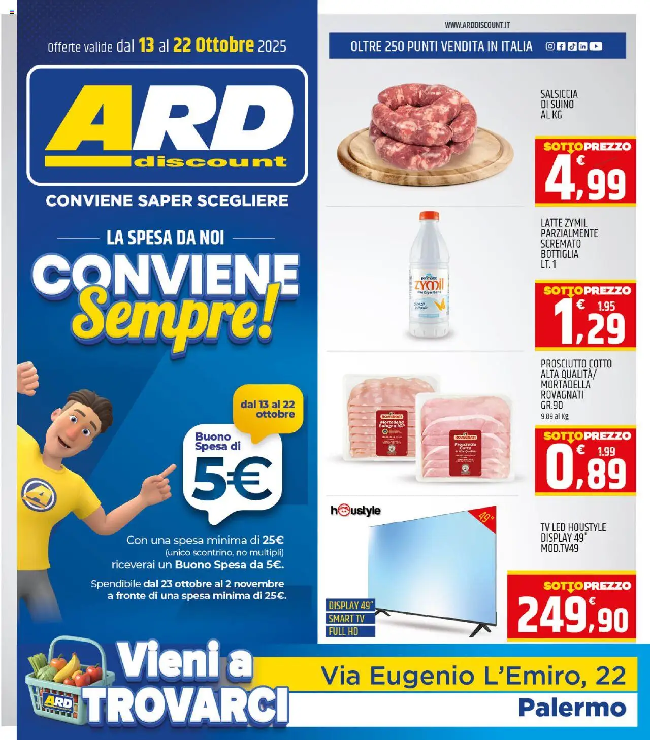 Volantino ARD Discount del 13.10.2025 | Pagina: 1 | Prodotti: Suino, Salsiccia, TV, Bottiglia