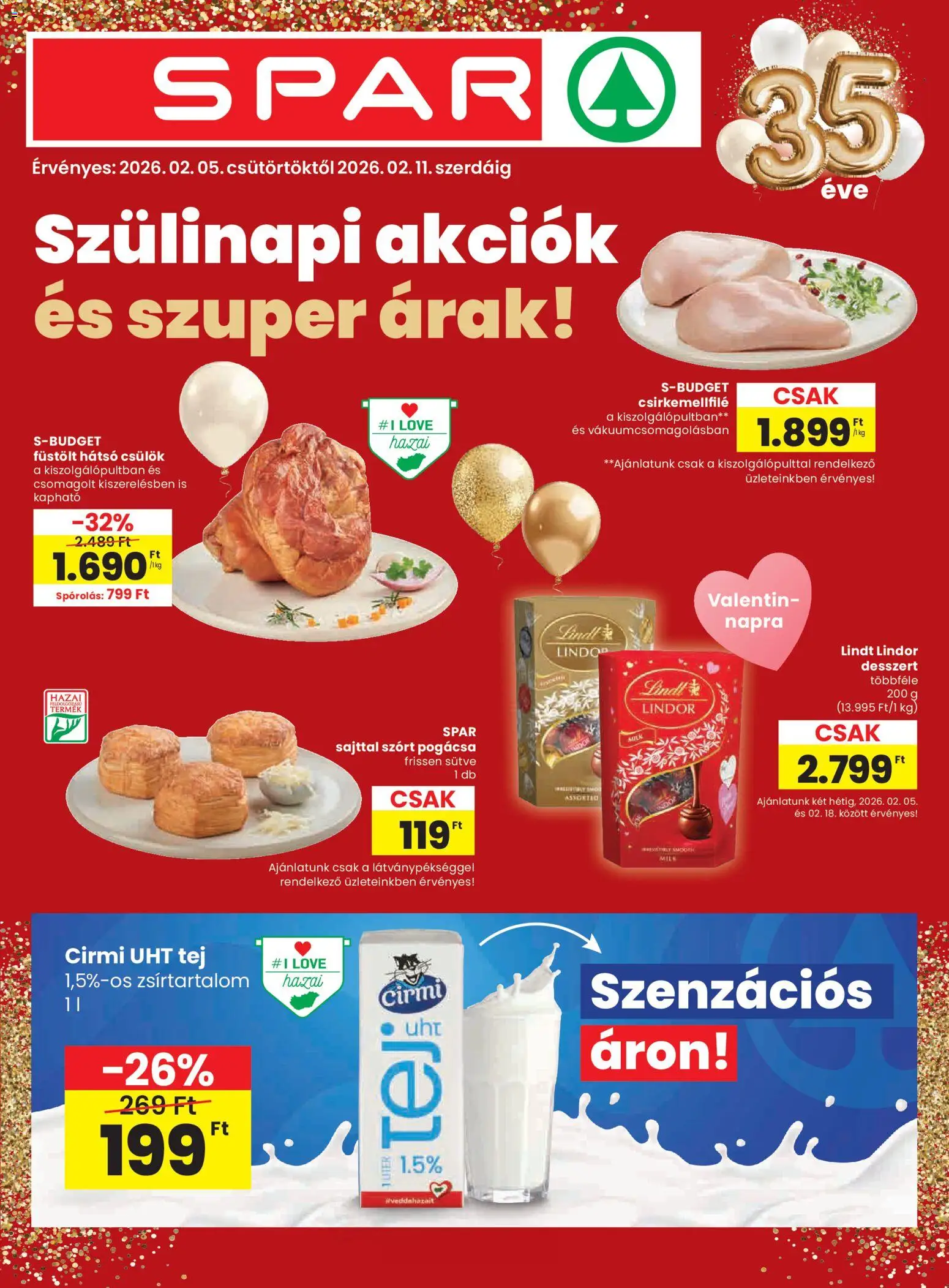Spar akciós ujság - amely érvényes a következő dátumtól: 05.02.2026 | Oldal: 1 | Termékek: Tej, Pogácsa