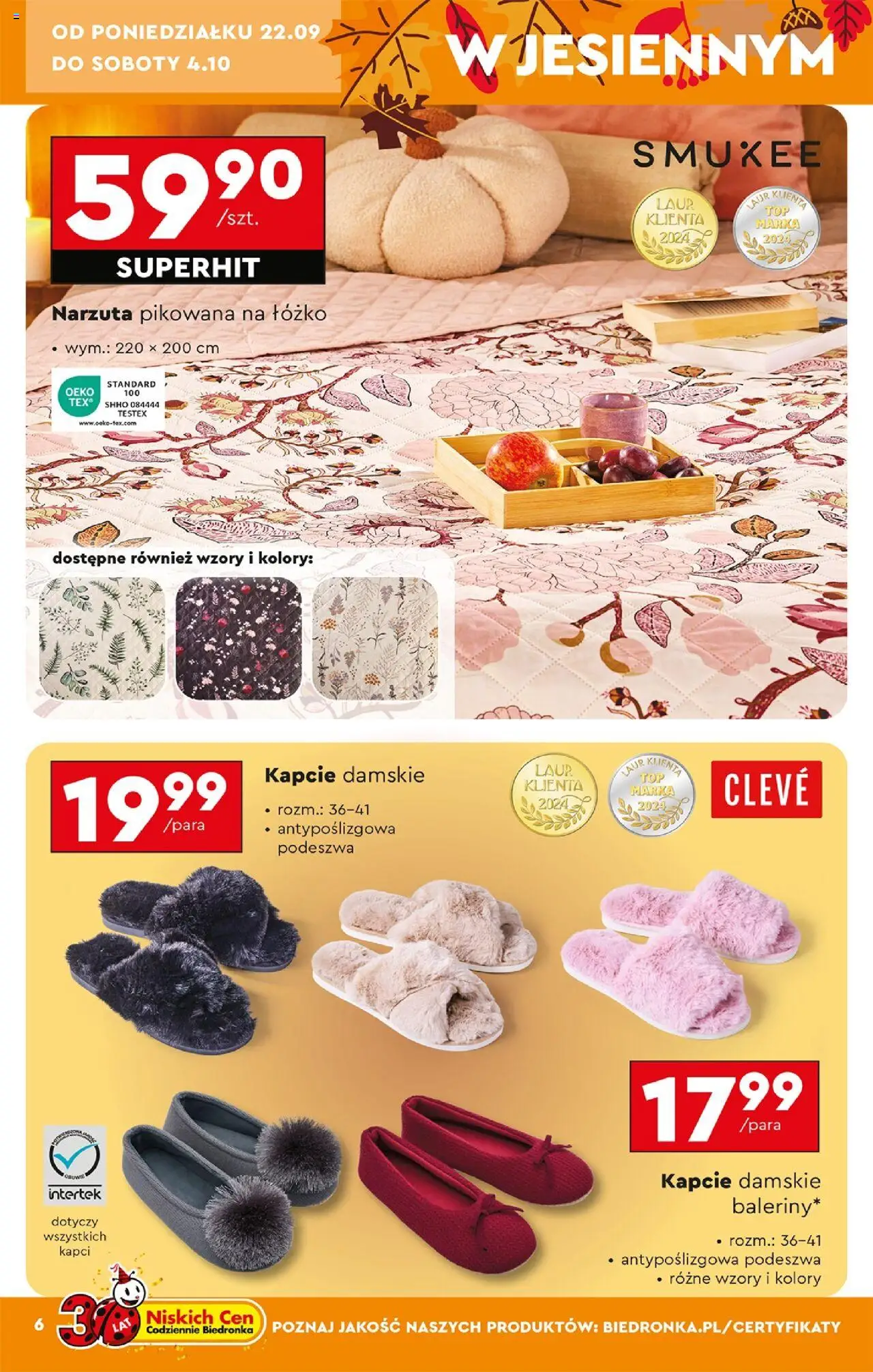 Biedronka gazetka - Hity i inspiracje od 20.09.2025 | Strona: 10 | Produkty: Kapcie, Łóżko