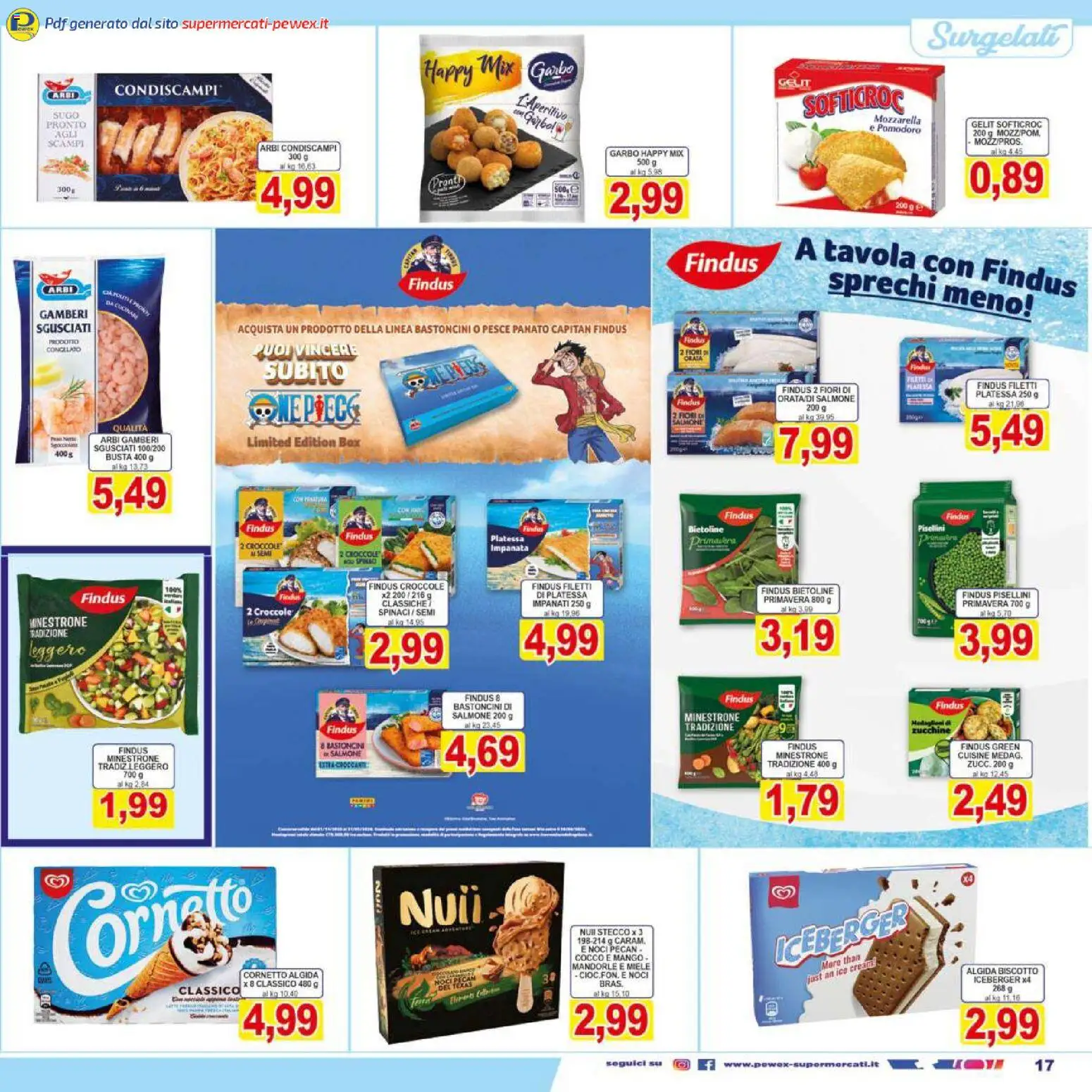 Volantino Pewex del 07.01.2026 | Pagina: 17 | Prodotti: Cornetto, Orata, Mozzarella, Sugo