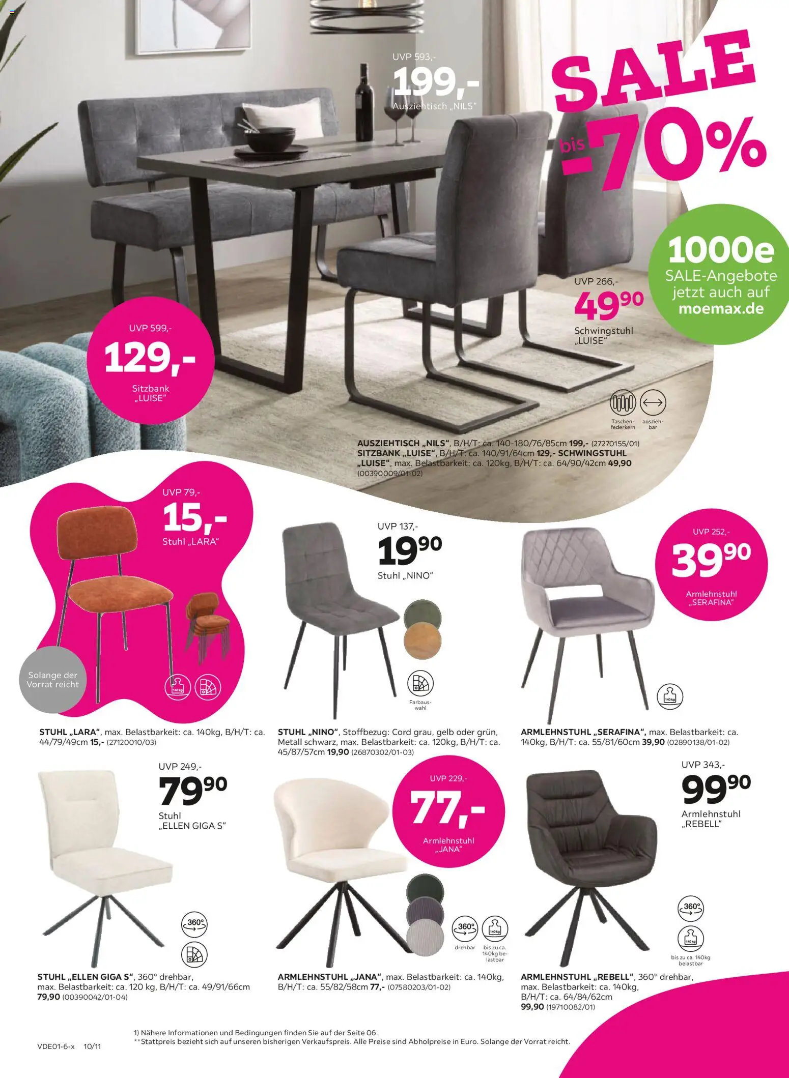 Mömax Prospekt 	 – gültig ab 07.01.2026 | Seite: 10 | Produkte: Sitzbank, Stuhl