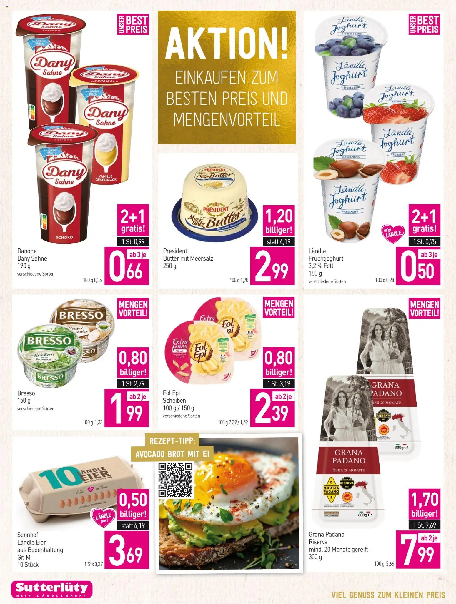Sutterlüty Flugblatt gültig ab 27.12.2025 | Seite: 14 | Produkte: Sahne, Avocado, Butter, Joghurt