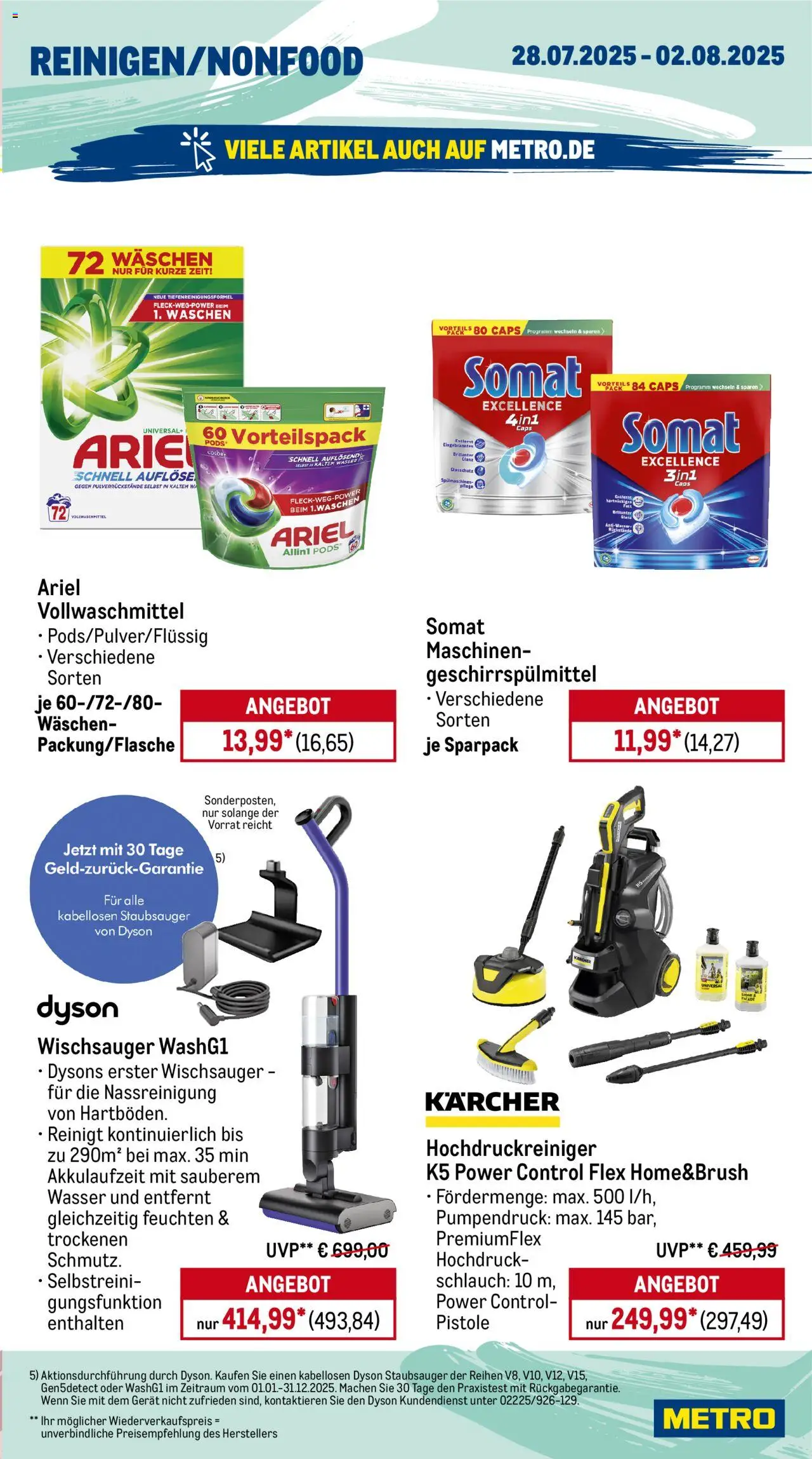 Metro Prospekt 	 - gültig ab dem 28.07.2025 | Seite: 17 | Produkte: Dyson, Staubsauger, Wasser, Geschirrspülmittel