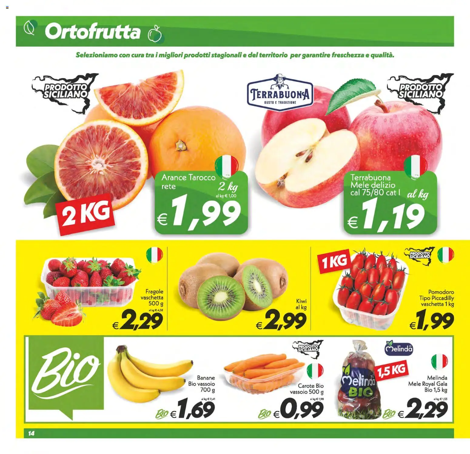 Volantino SuperConveniente del 24.02.2026 | Pagina: 14 | Prodotti: Fragole, Kiwi, Pomodoro, Carote