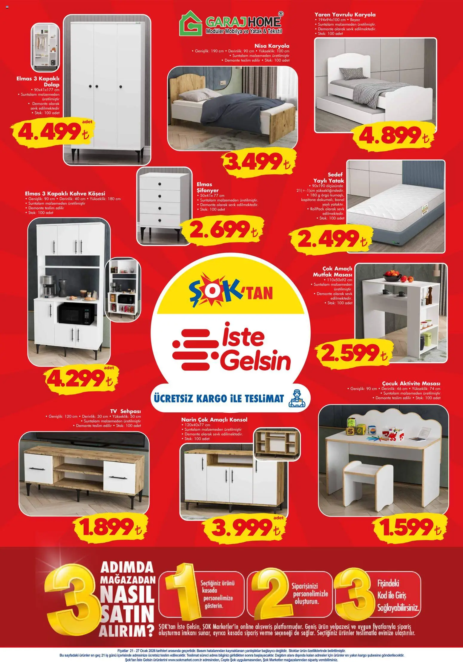 Şok Market Katalog - 21.01.2026 tarihinden itibaren geçerlidir | Sayfa: 7 | Ürünler: Karyola, Şifonyer, Kahve, Ocak