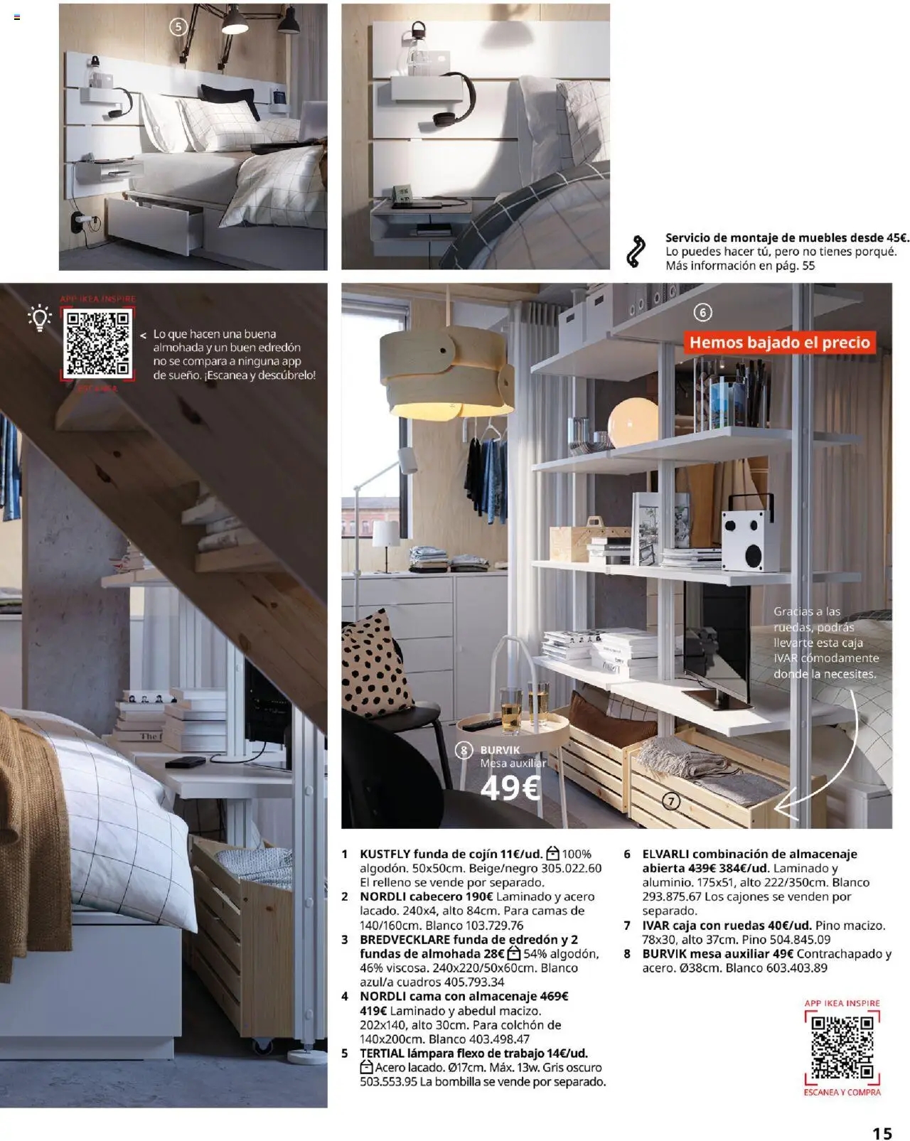 Catálogo IKEA Dormitorios │ válido desde el 04.02.2025 | Página: 15 | Productos: Cama, Almohada, Almacenaje, Cojín