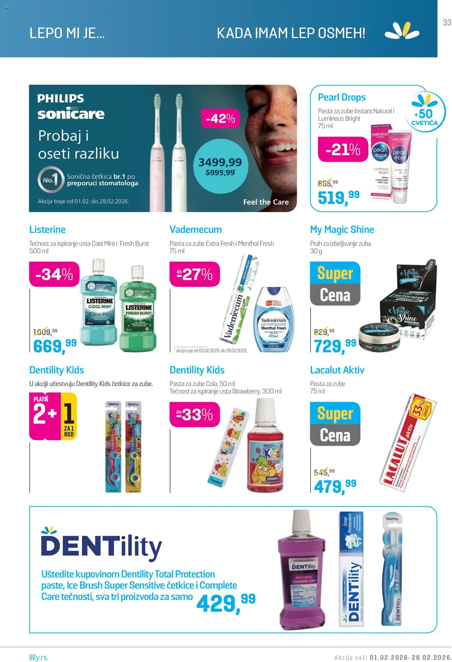 Lilly drogerie katalog - važi od 01.02.2026 | Strana: 33 | Proizvode: Pasta za zube, Tečnost za ispiranje usta