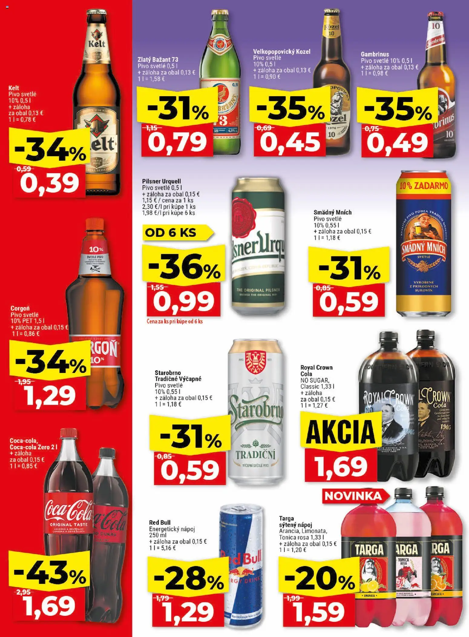 Nové Klas akcie – leták je platný od 27.04.2026 | Strana: 23 | Produkty: Corgoň, Cola, Gambrinus, Energetický nápoj