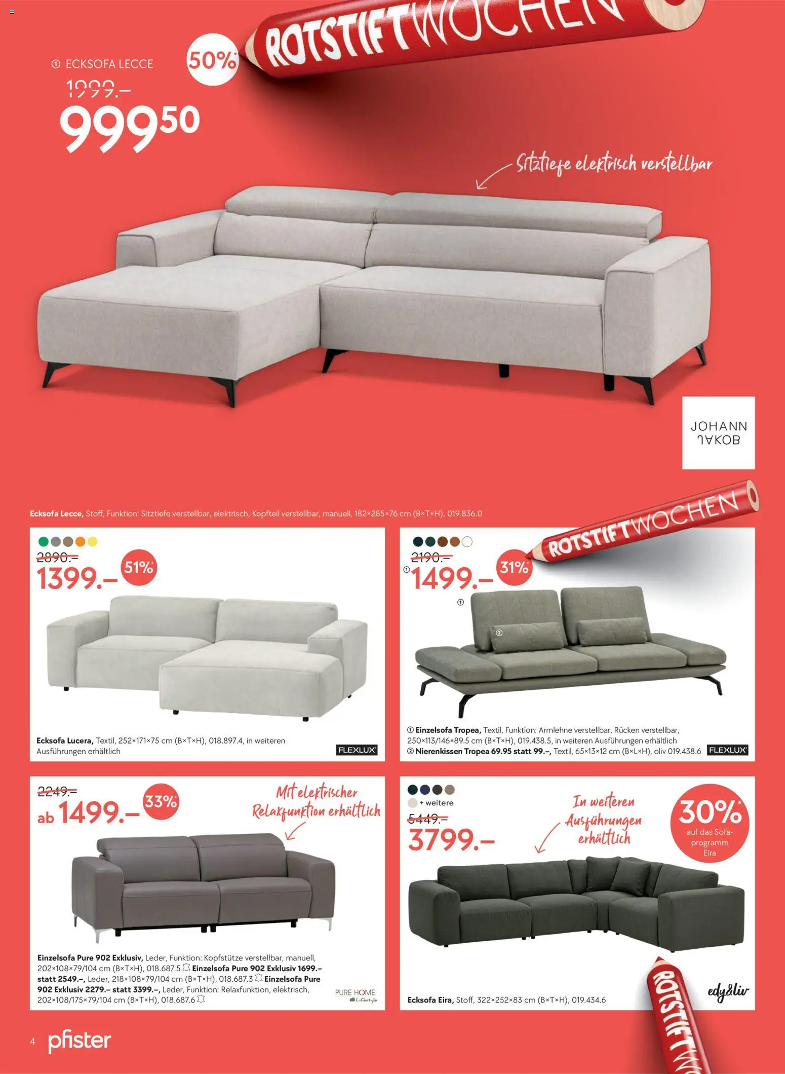Pfister Aktionen – gültig ab 16.12.2025 | Seite: 4 | Produkte: Sofa, Ecksofa