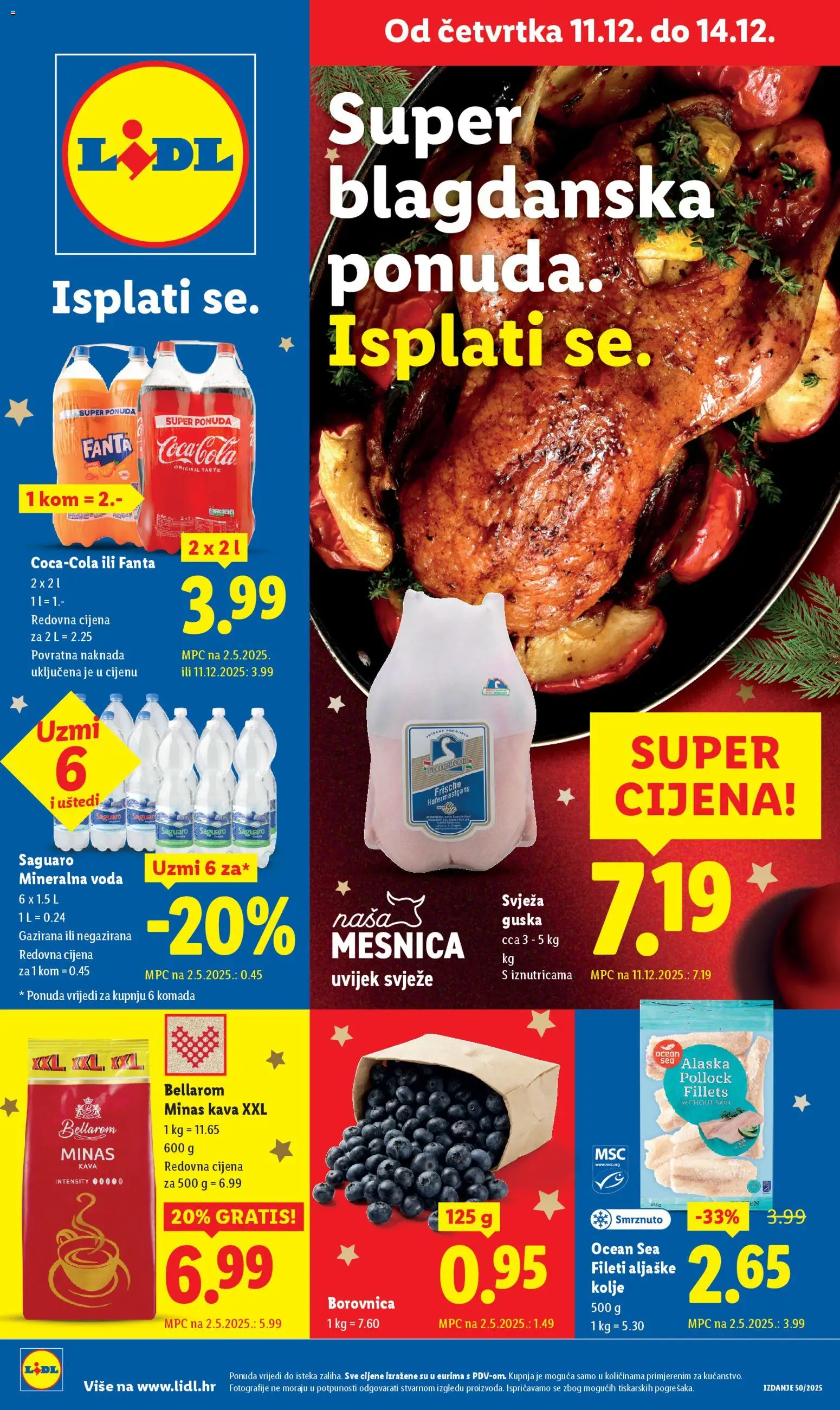 Lidl katalog | vrijedi od 11.12.2025 | Stranica: 1 | Proizvodi: Mineralna voda, Kava, Voda, Borovnica