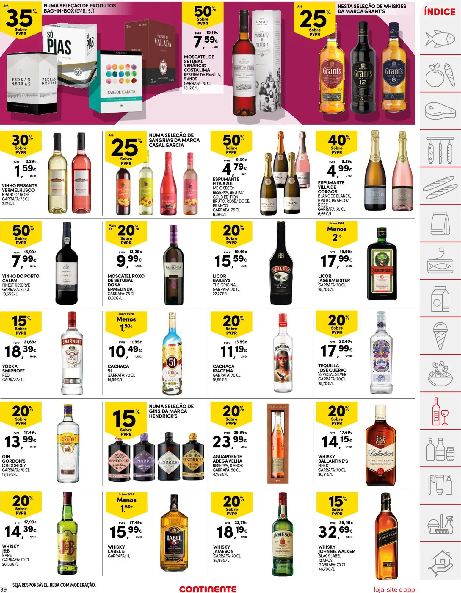 Continente folheto │ válido de 07.04.2026 | Página: 39 | Produtos: Espumante, Cachaça, Licor, Gin