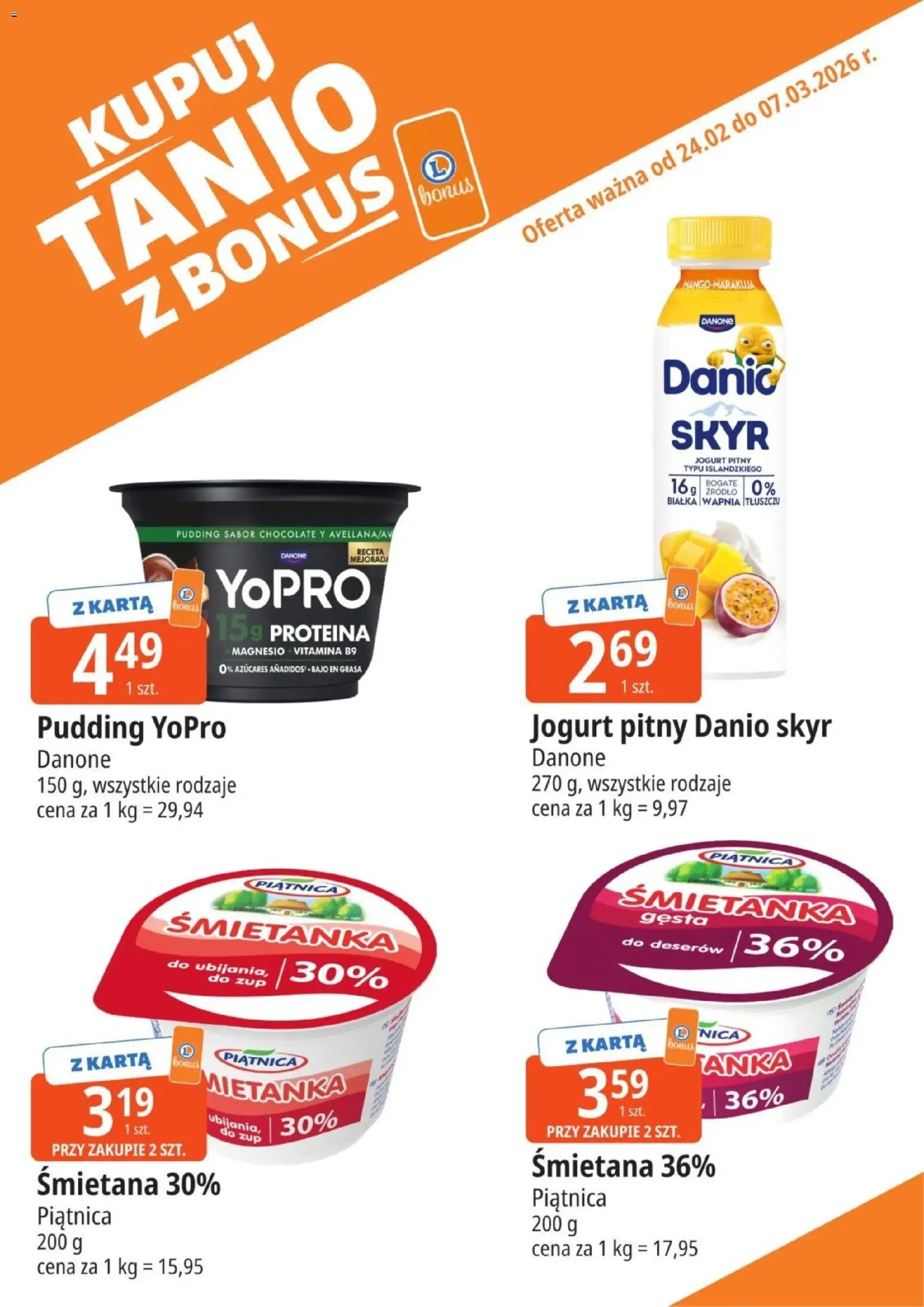 E.Leclerc Gazetka - Kupony dodatkowe od 24.02.2026 | Strona: 3 | Produkty: Karta, Jogurt pitny, Jogurt, Śmietana