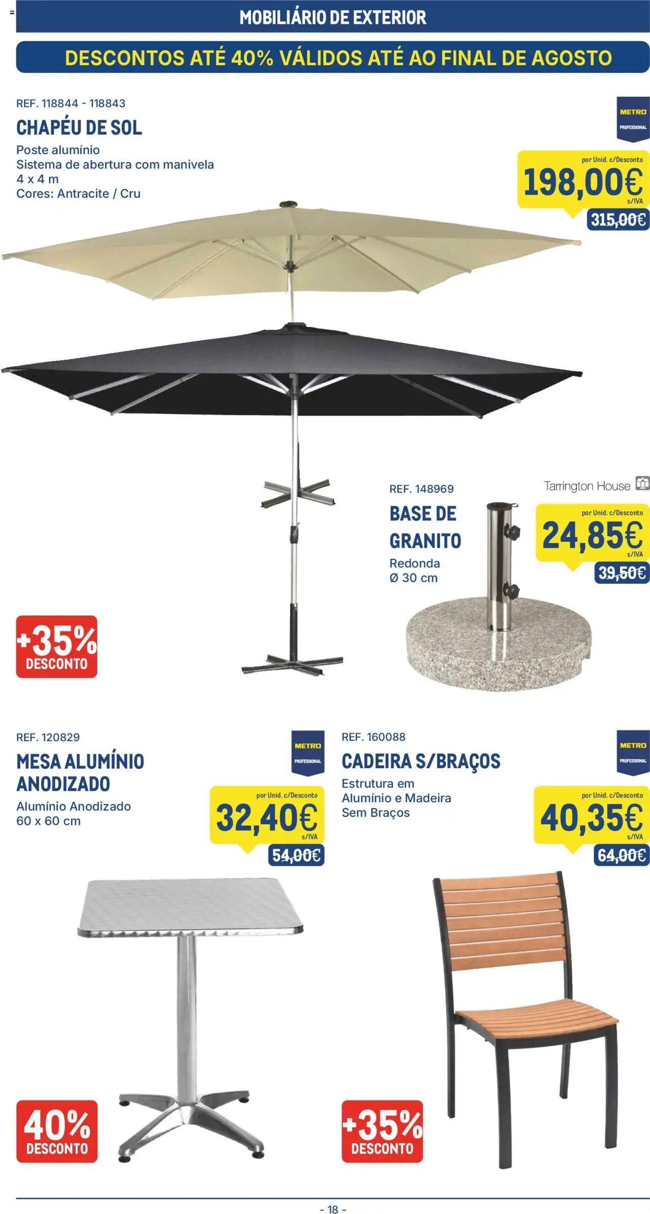 Makro folheto │ válido de 12.08.2025 | Página: 18 | Produtos: Chapéu, Base, Mesa, Cadeira