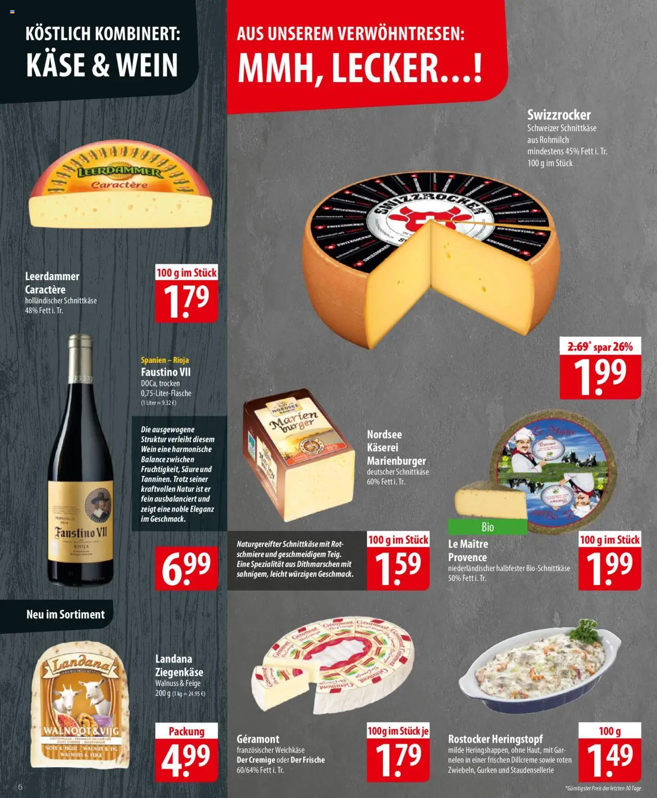 Famila Prospekt 	 – gültig ab 20.10.2025 | Seite: 6 | Produkte: Käse, Burger, Leerdammer, Wein