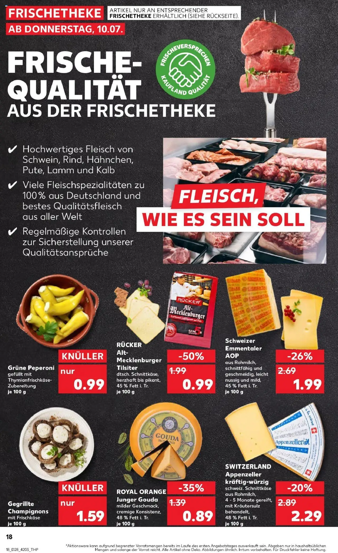 Kaufland prospekt Edingen-Neckarhausen	 - gültig ab dem 09.07.2025 | Seite: 18 | Produkte: Gouda, Champignons, Fleisch, Frischkase