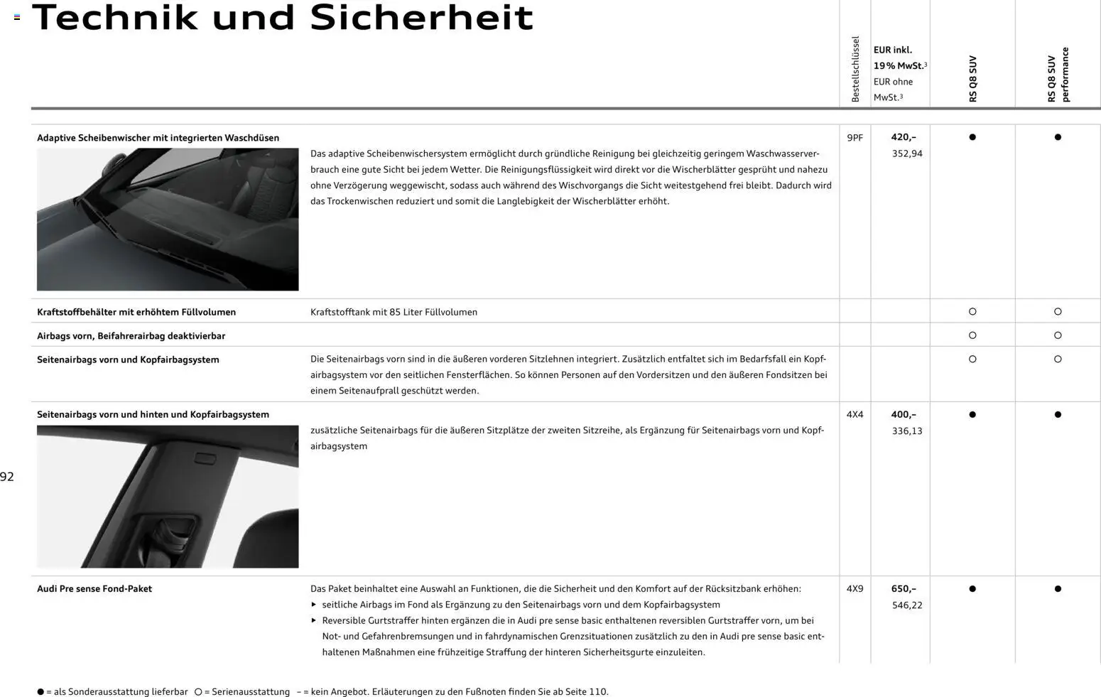 Audi RS Q8 / RS Q8 performance – gültig ab 28.10.2025 | Seite: 92