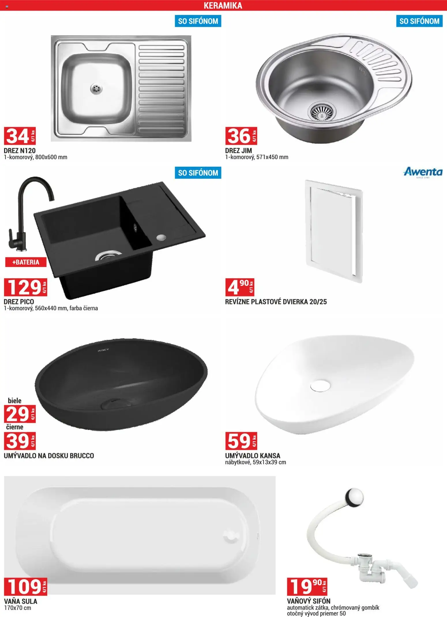 Nové Merkury Market akcie – leták je platný od 01.11.2025 | Strana: 52 | Produkty: Drez, Umývadlo na dosku, Vaňa