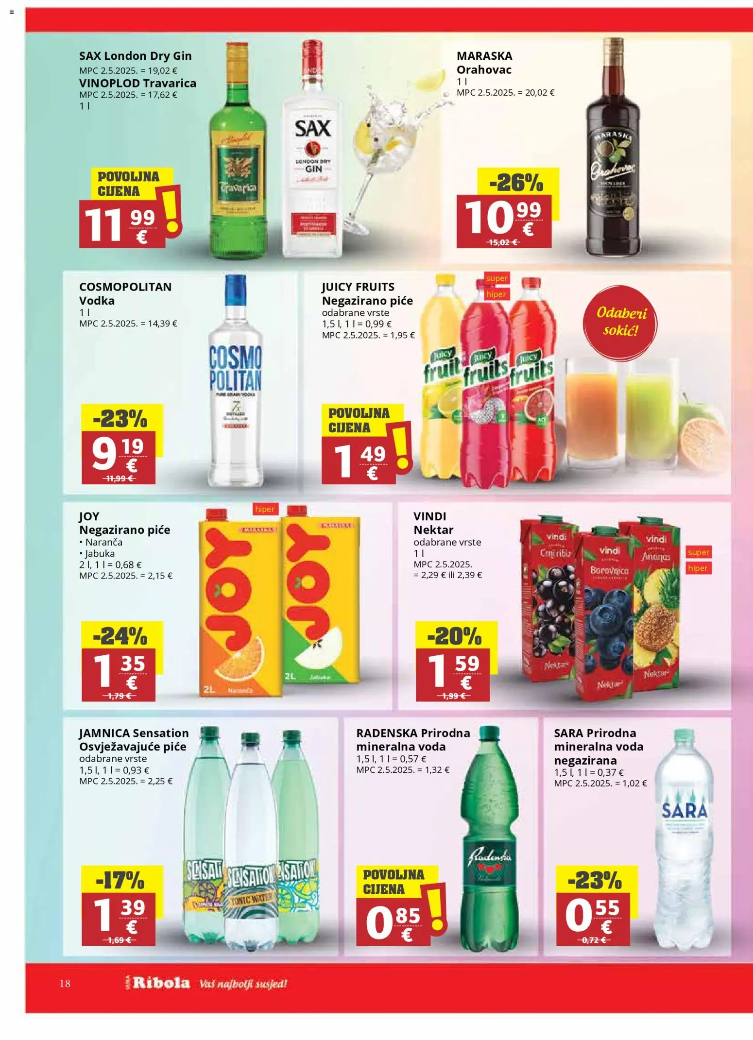 Ribola katalog | vrijedi od 04.02.2026 | Stranica: 18 | Proizvodi: Mineralna voda, Travarica, Radenska, Vodka